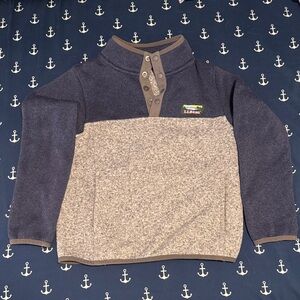 L.L. Bean Navy and Grey Kids' Fleece Pullover
